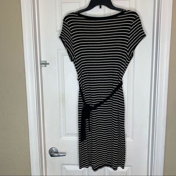 A Pea In The Pod Striped Batwing Sleeve Tie Dress Size Large - Picture 3 of 10